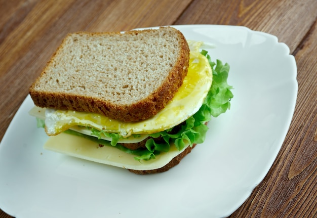 Boterhammen - Hollandse sandwich, sandwich met rauw en gebakken ei