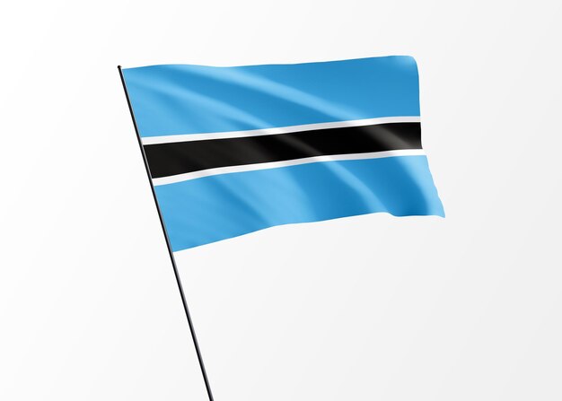 Botswana flag flying high in the isolated background. Botswana independence day