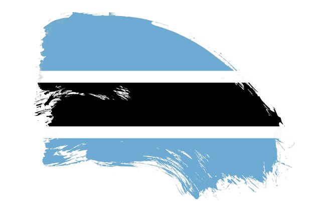 Photo botswana flag on white background with abstract paint brush texture effect