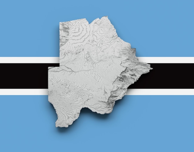 Botswana Kaart Botswana Vlag Gearceerd reliëf Kleur Hoogte kaart 3d illustratie