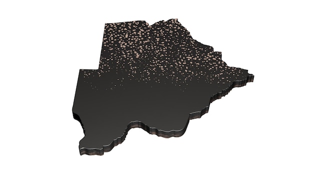 Botswana metallic premium black map isolated on white background 3d illustration