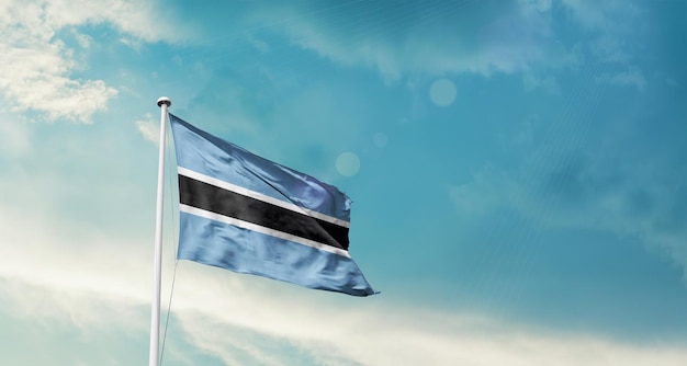 Botswana national waving flag in beautiful sky