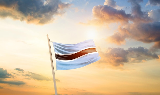 Botswana nationale wapperende vlag in prachtige lucht