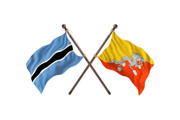 Botswana versus Bhutan Vlaggen Achtergrond