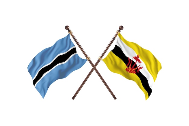 Botswana versus Brunei vlaggen achtergrond