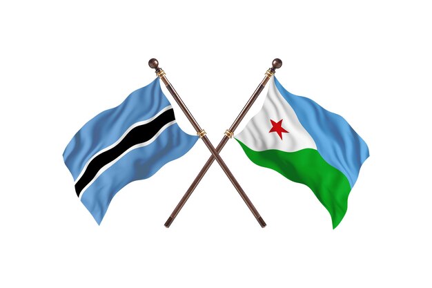Botswana versus Djibouti vlaggen achtergrond