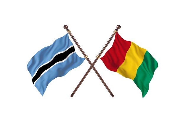 Botswana versus Guinee vlaggen achtergrond