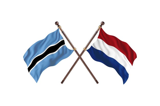 Botswana versus Nederland vlaggen achtergrond