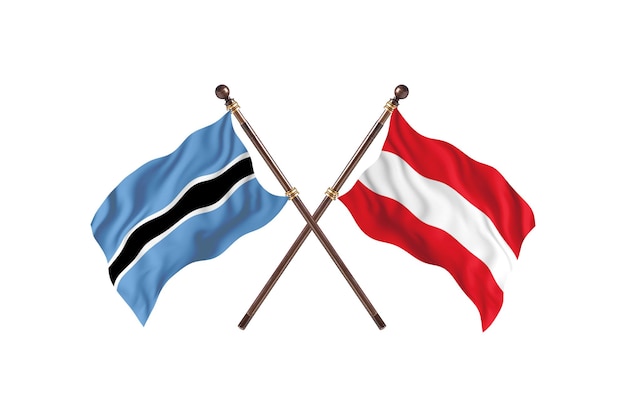 Botswana versus Oostenrijk vlaggen achtergrond