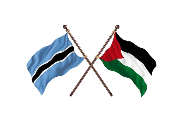 Botswana versus Palestinian Flags Background