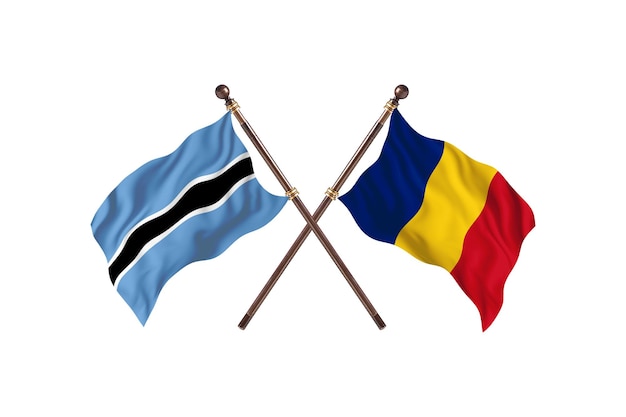 Botswana versus Romania Flags Background