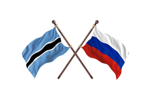 Botswana versus Russia Flags Background