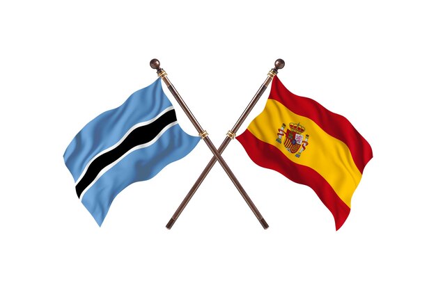 Botswana versus Spain Flags Background