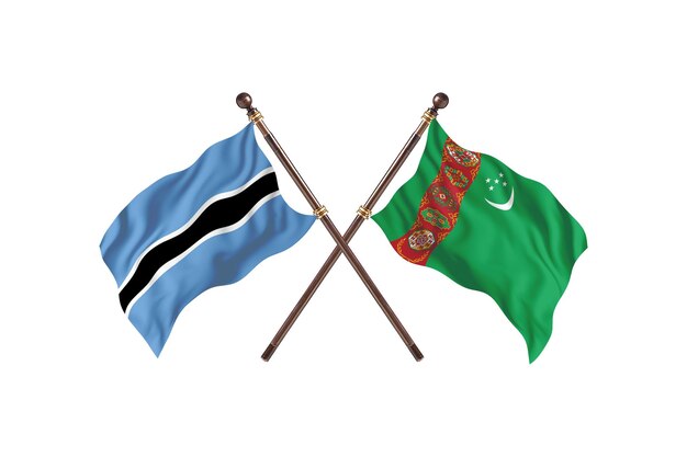 Botswana versus Turkmenistan vlaggen achtergrond