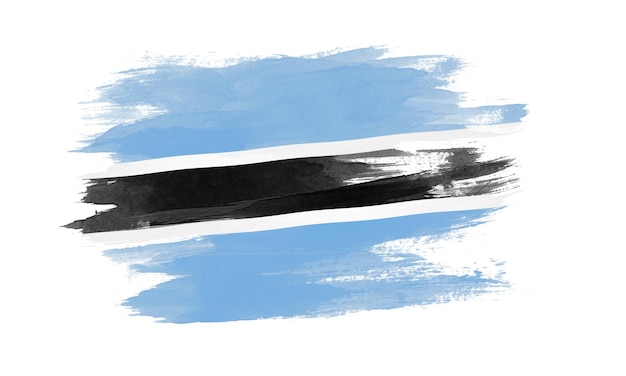 Botswana vlag penseelstreek, nationale vlag op witte achtergrond