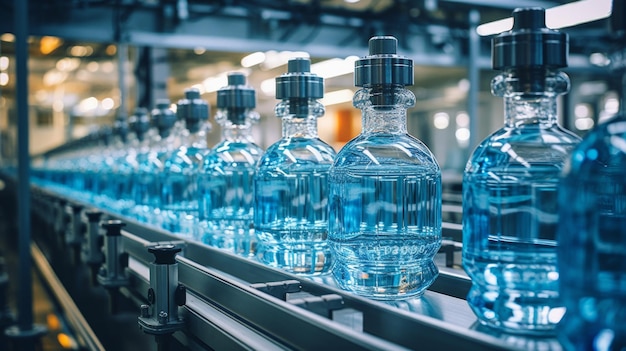 Bottelproces in een mineraalwaterfabriek Generatieve AI