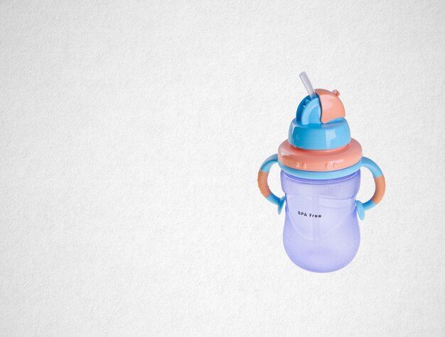 Photo bottle against white background