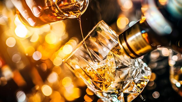Photo a bottle of alcohol that is being poured into a glass