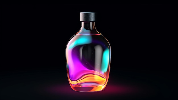 bottle of alcohol with a neon light on the bottom