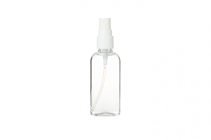 Photo bottle of antiseptic antibacterial disinfectant isolated on white background. coronavirus protection