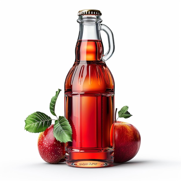 Photo a bottle of apple cider next to a bottle of cherry juice