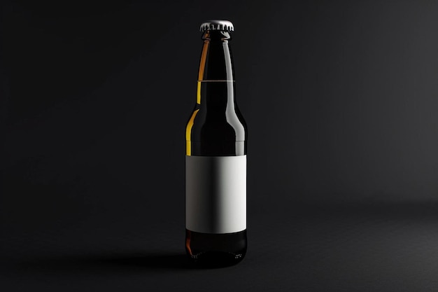 a bottle of beer on a black background