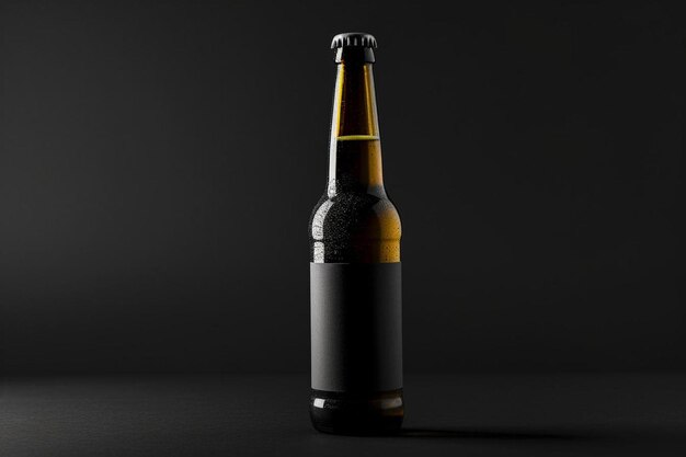 a bottle of beer on a black surface