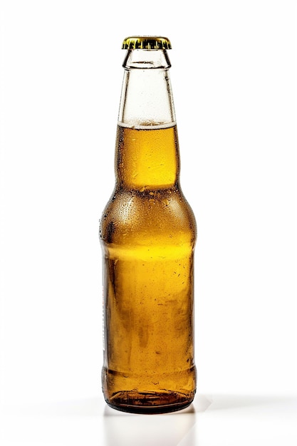 A bottle of beer on a white background