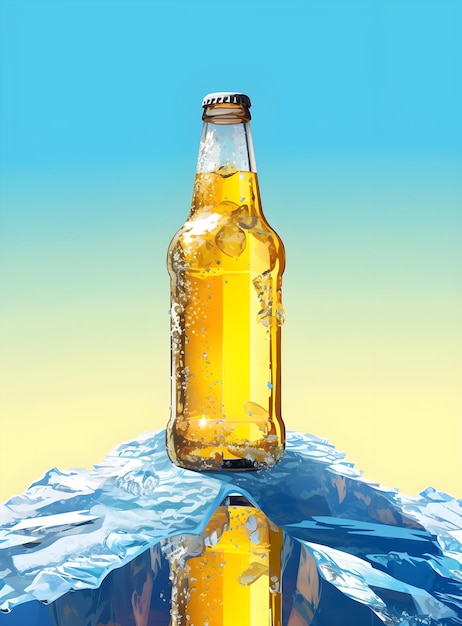 A bottle of beer with a blue background and the word " beer " on it.