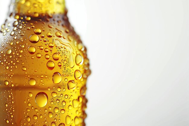 Bottle of beer with drops isolated on white background