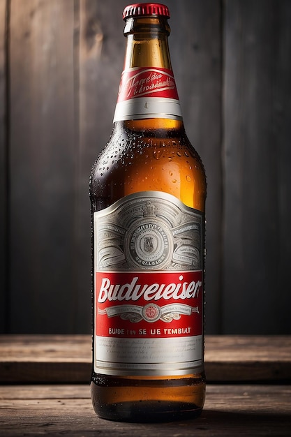 Photo a bottle of beer with the word budweiser on it