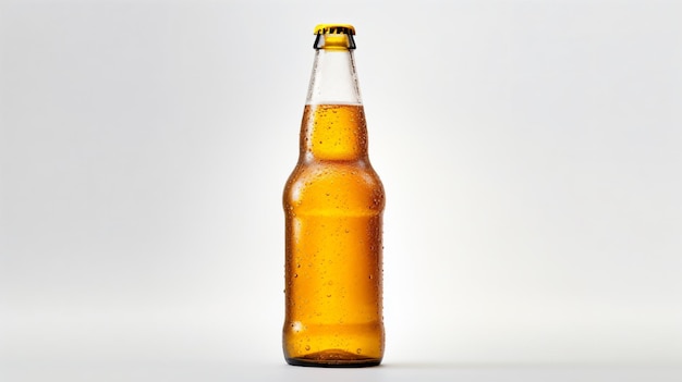 a bottle of beer with a yellow cap