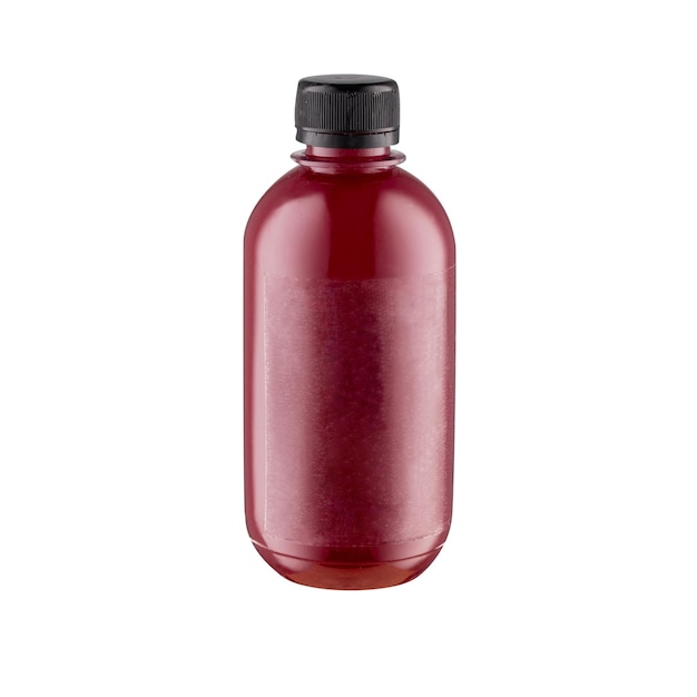 Bottle of berry juice smoothie isolated on white