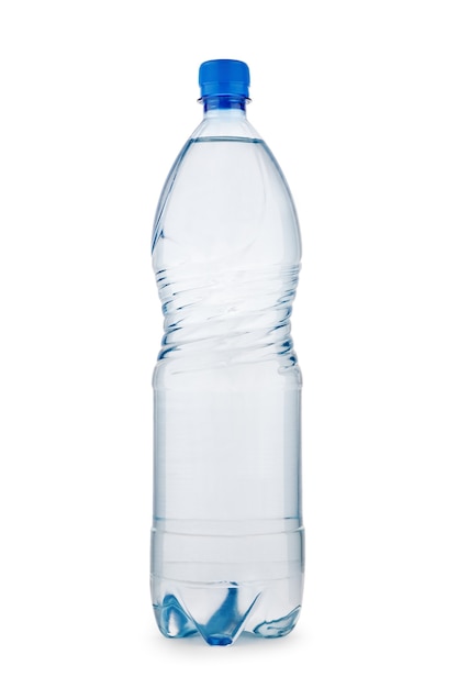 Bottle blue with water isolated on a white