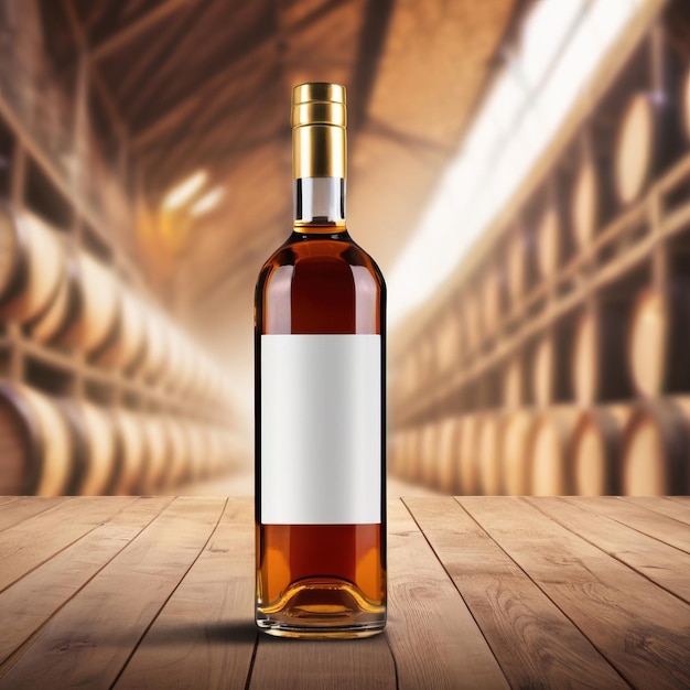 Foto bottiglia di alcol marrone whisky brandy rum generico foto in bianco dell'imballaggio del prodotto