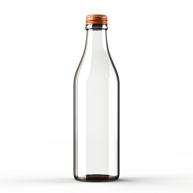 a bottle of brown liquid sits on a white background.