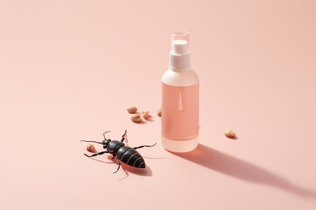 A bottle of bug spray next to a bug spray bottle