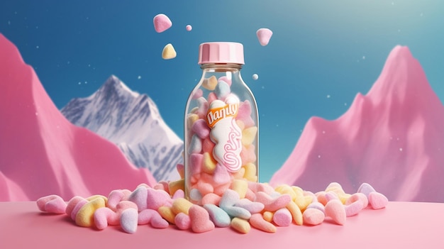 a bottle of candy with the word " ly " on it.