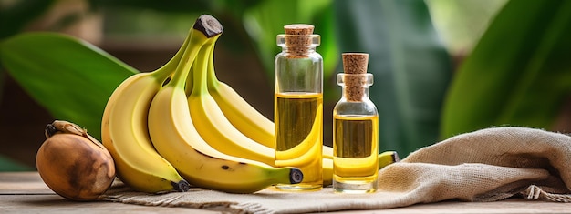 Photo bottle cans of banana extract essential oil