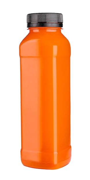 Bottle of carrot juice on white background