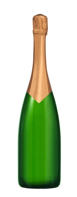 Foto bottiglia di champagne isolata su fondo bianco
