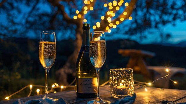 A bottle of chilled champagne to toast to the beauty of the night sky and the company of loved ones