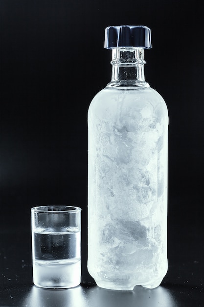 Bottle of cold vodka