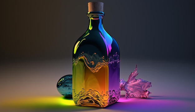 Bottle colorful stained glass royalty image ai generated art