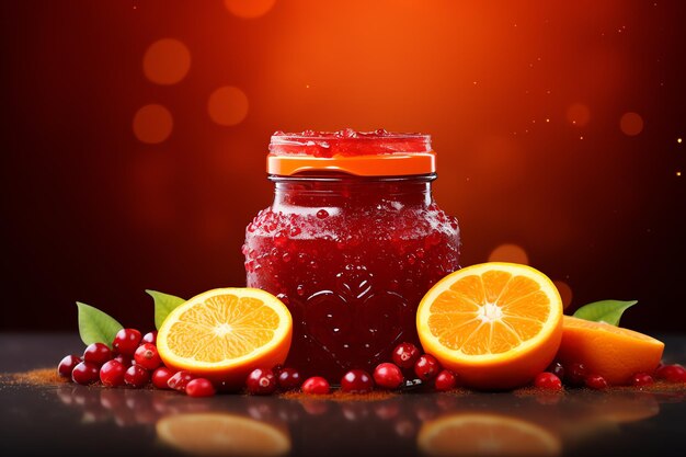 Bottle of cranberry sauce with orange zest Fruits Healthy Fitness Ad Bottle Drink