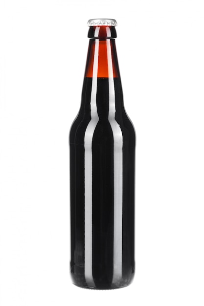 Bottle of dark beer isolated on white 