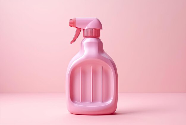 Bottle of detergent on pink background