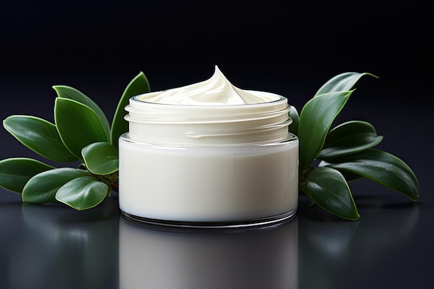 Bottle of face cream on white background