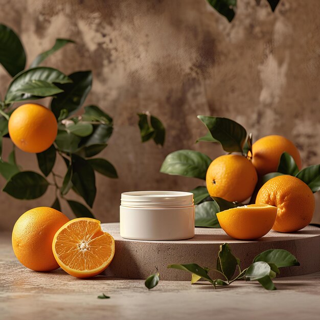 Бутылка крема для лица с апельсинами и лимонами
