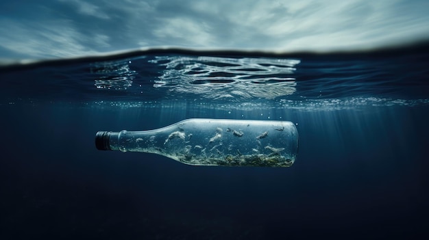 海に浮かぶボトルが水に浮いています。